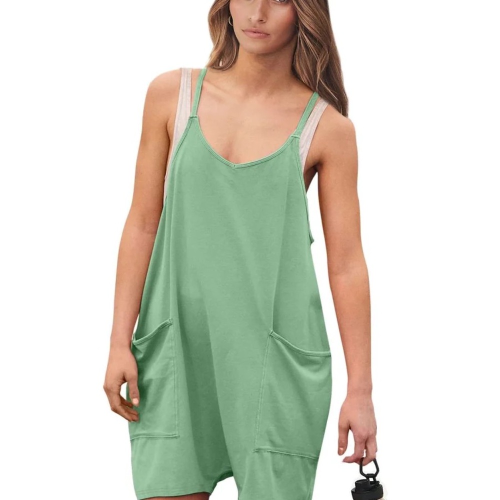 Women's Anrabess Casual Romper tan colored
